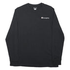 CHAMPION Mens Black Cotton Long Sleeve Crew Neck Logo Print M Top Casual
