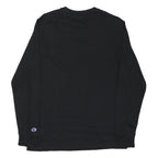 CHAMPION Mens Black Cotton Long Sleeve Crew Neck Logo Print M Top Casual