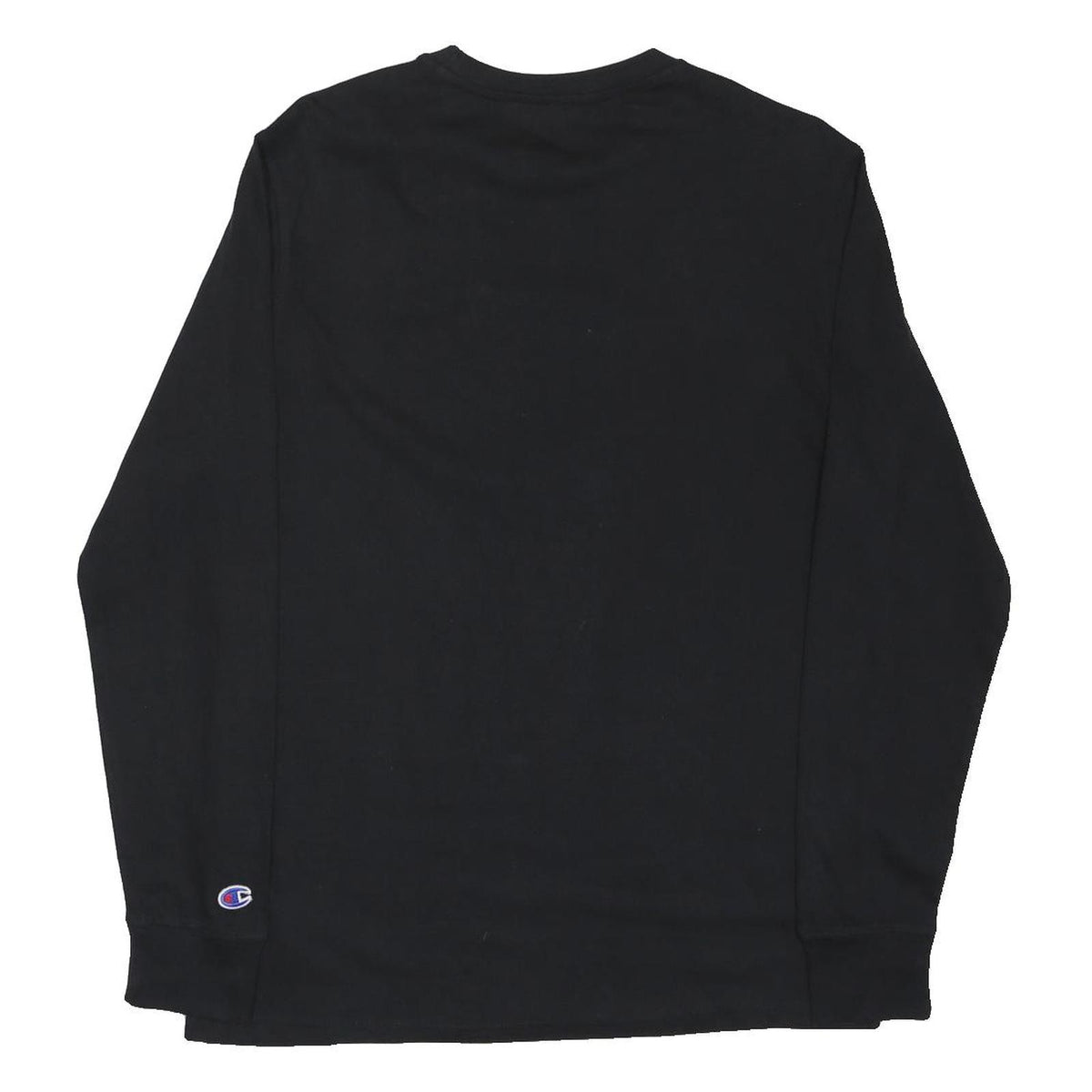 CHAMPION Mens Black Cotton Long Sleeve Crew Neck Logo Print M Top Casual