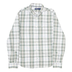 NAUTICA Mens Green & White Check Shirt S Cotton Long Sleeve Button Down Casual