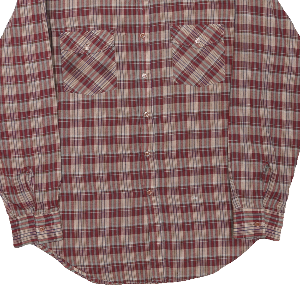 SPORTSWEAR Mens Red & Beige Check Shirt M Long Sleeve Cotton Blend Casual
