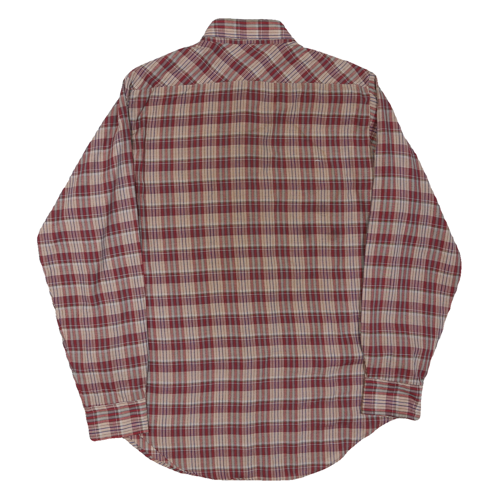 SPORTSWEAR Mens Red & Beige Check Shirt M Long Sleeve Cotton Blend Casual