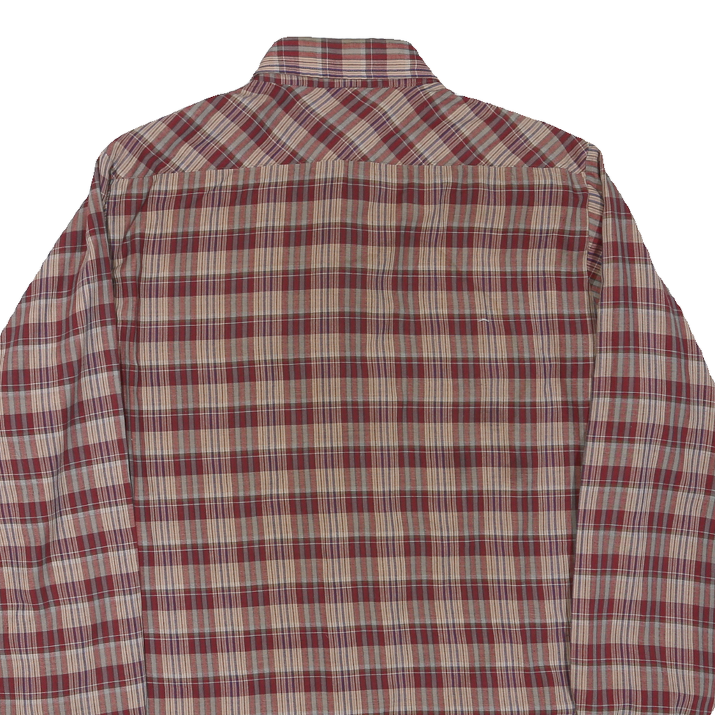 SPORTSWEAR Mens Red & Beige Check Shirt M Long Sleeve Cotton Blend Casual