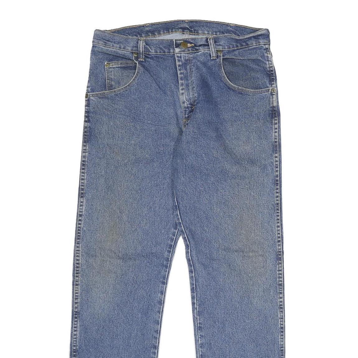 WRANGLER Mens Regular Fit Blue Denim Jeans W34 L32 Classic Zip Cotton Blend