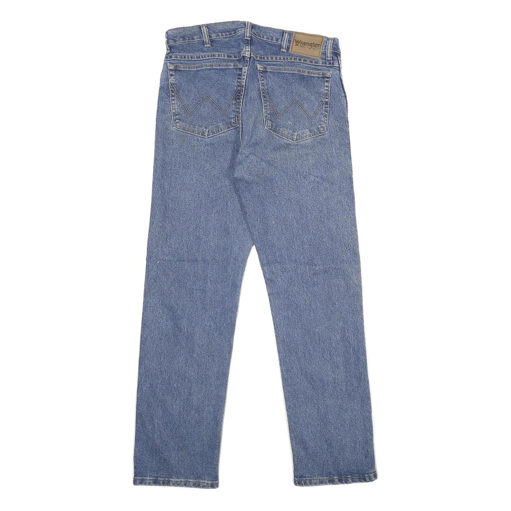 WRANGLER Mens Regular Fit Blue Denim Jeans W34 L32 Classic Zip Cotton Blend