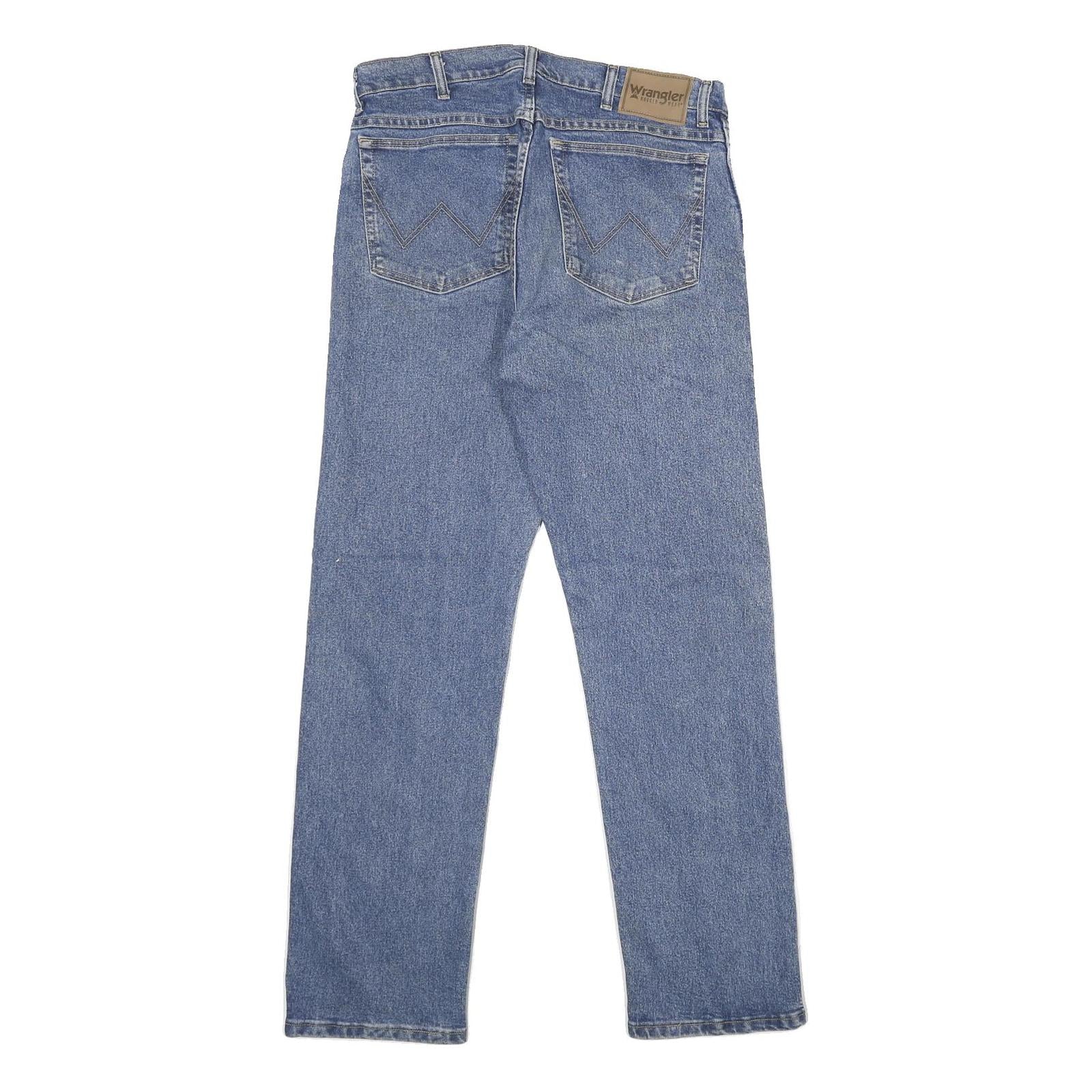 WRANGLER Mens Regular Fit Blue Denim Jeans W34 L32 Classic Zip Cotton Blend