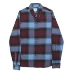 LEVI'S Mens Blue & Maroon Check Shirt S Cotton Blend Long Sleeve Button Down