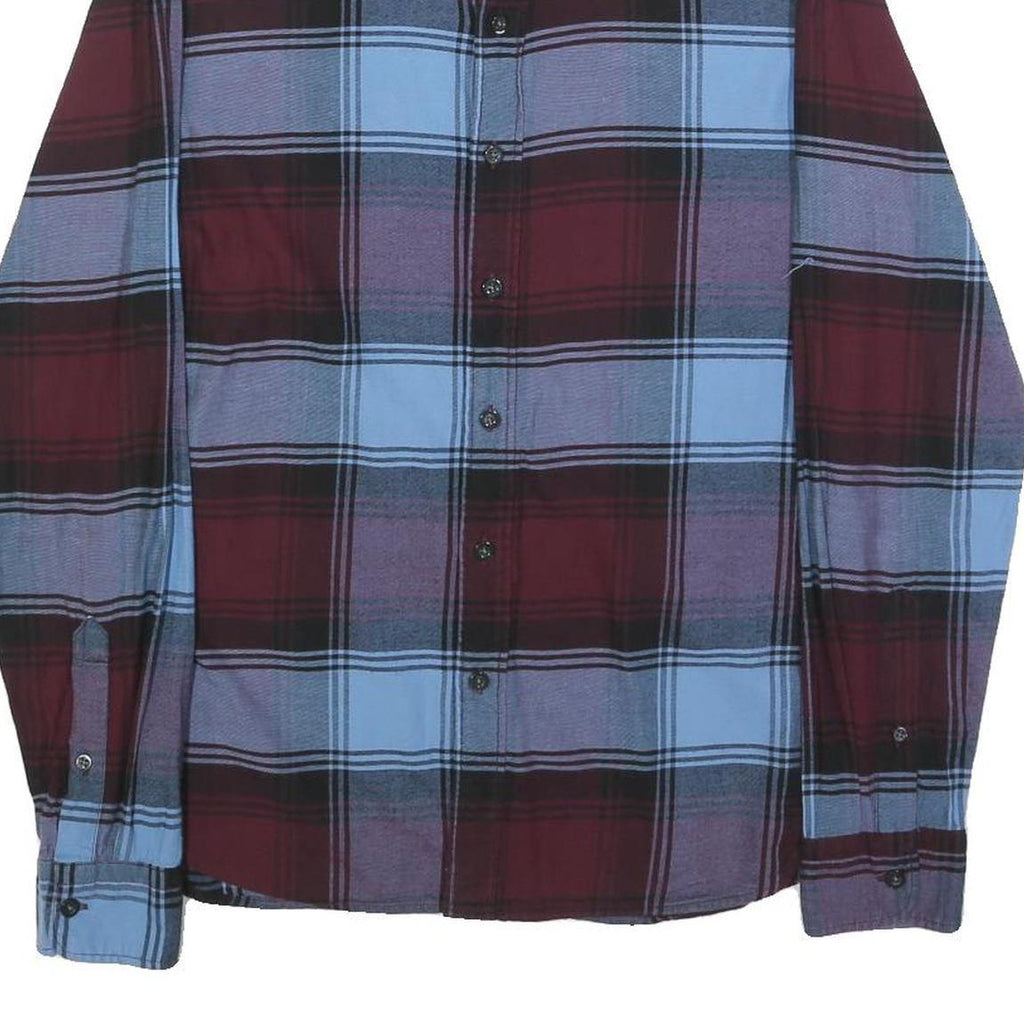 LEVI'S Mens Blue & Maroon Check Shirt S Cotton Blend Long Sleeve Button Down