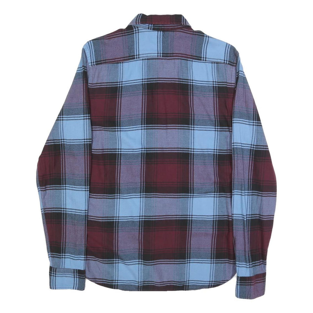 LEVI'S Mens Blue & Maroon Check Shirt S Cotton Blend Long Sleeve Button Down