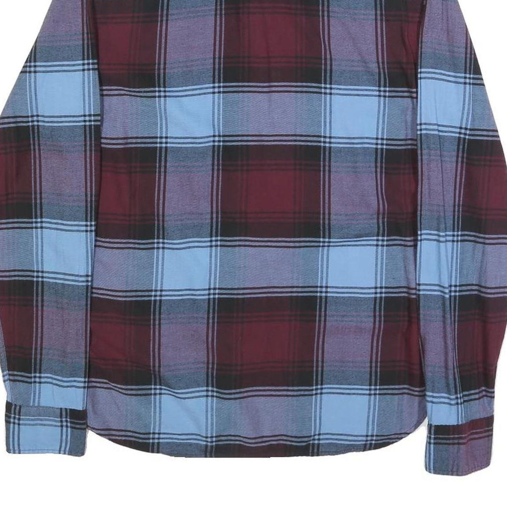 LEVI'S Mens Blue & Maroon Check Shirt S Cotton Blend Long Sleeve Button Down