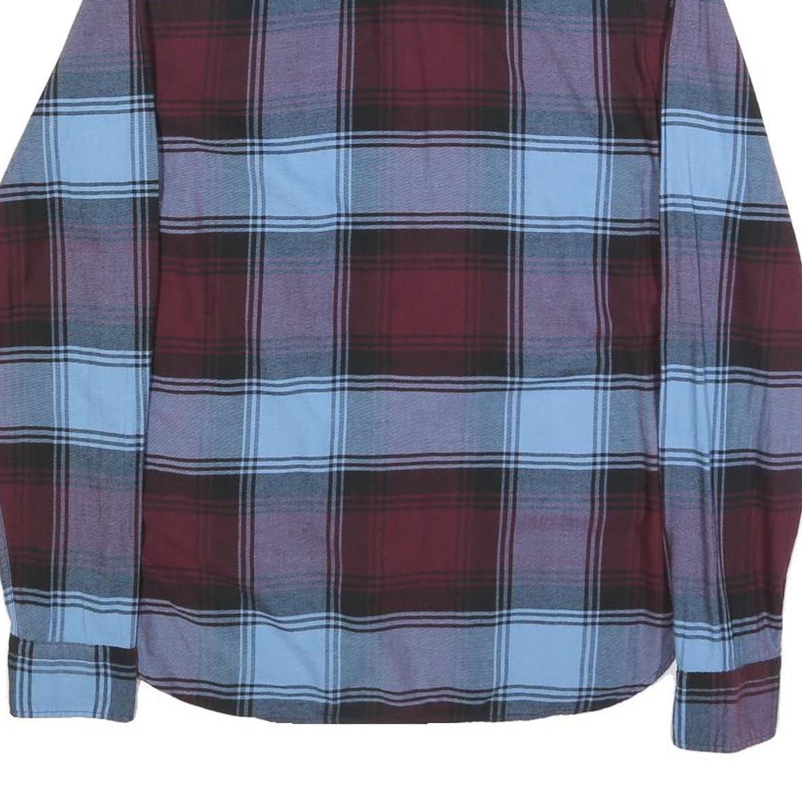 LEVI'S Mens Blue & Maroon Check Shirt S Cotton Blend Long Sleeve Button Down