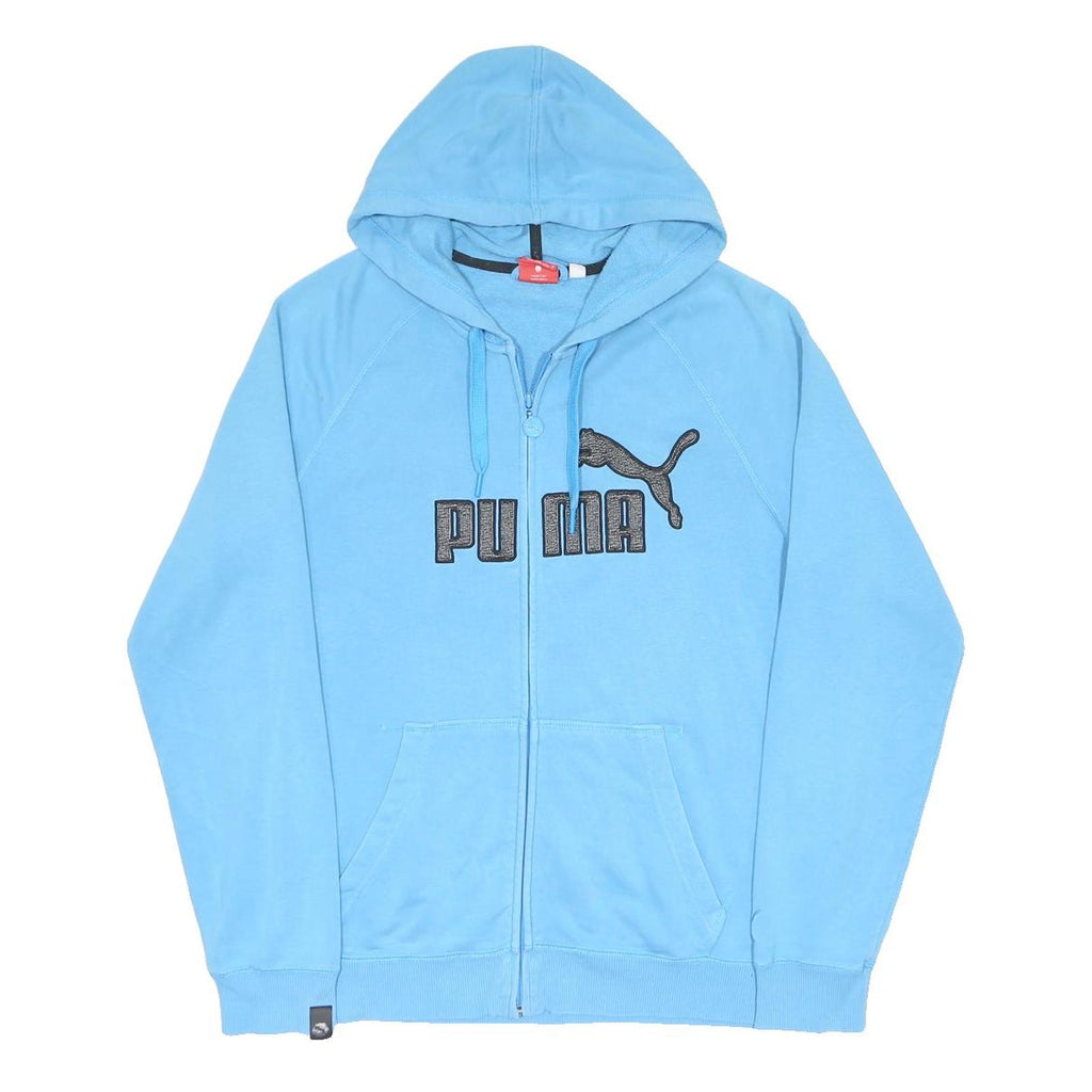 PUMA Mens Blue Full Zip Hoodie L Cotton Blend Casual Sportswear