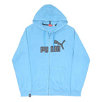 PUMA Mens Blue Full Zip Hoodie L Cotton Blend Casual Sportswear