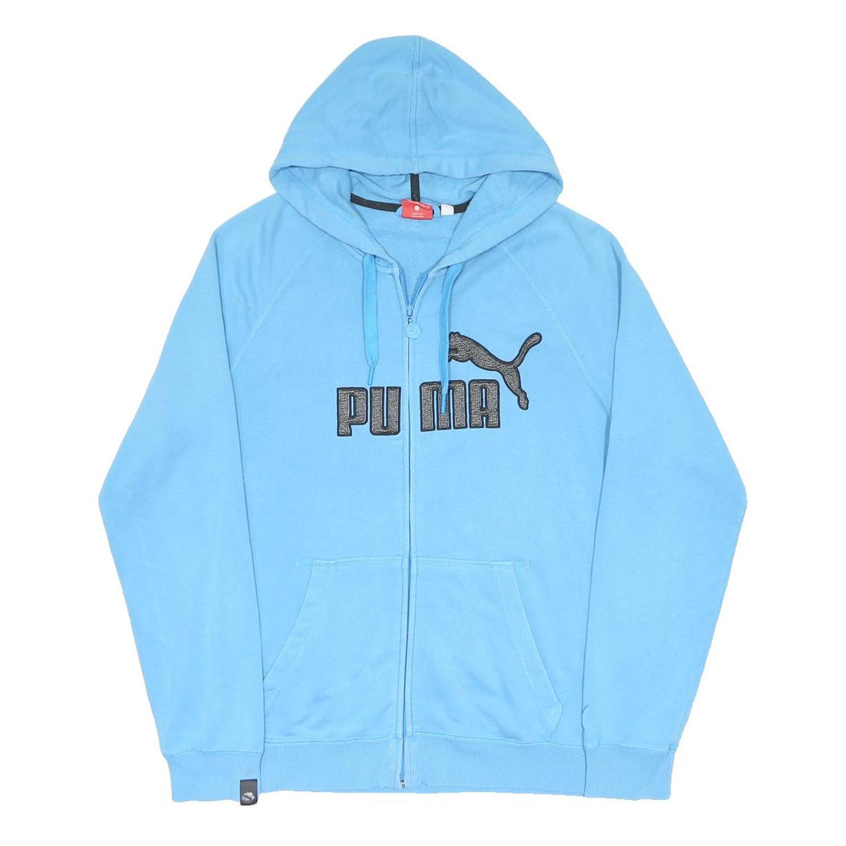 PUMA Mens Blue Full Zip Hoodie L Cotton Blend Casual Sportswear