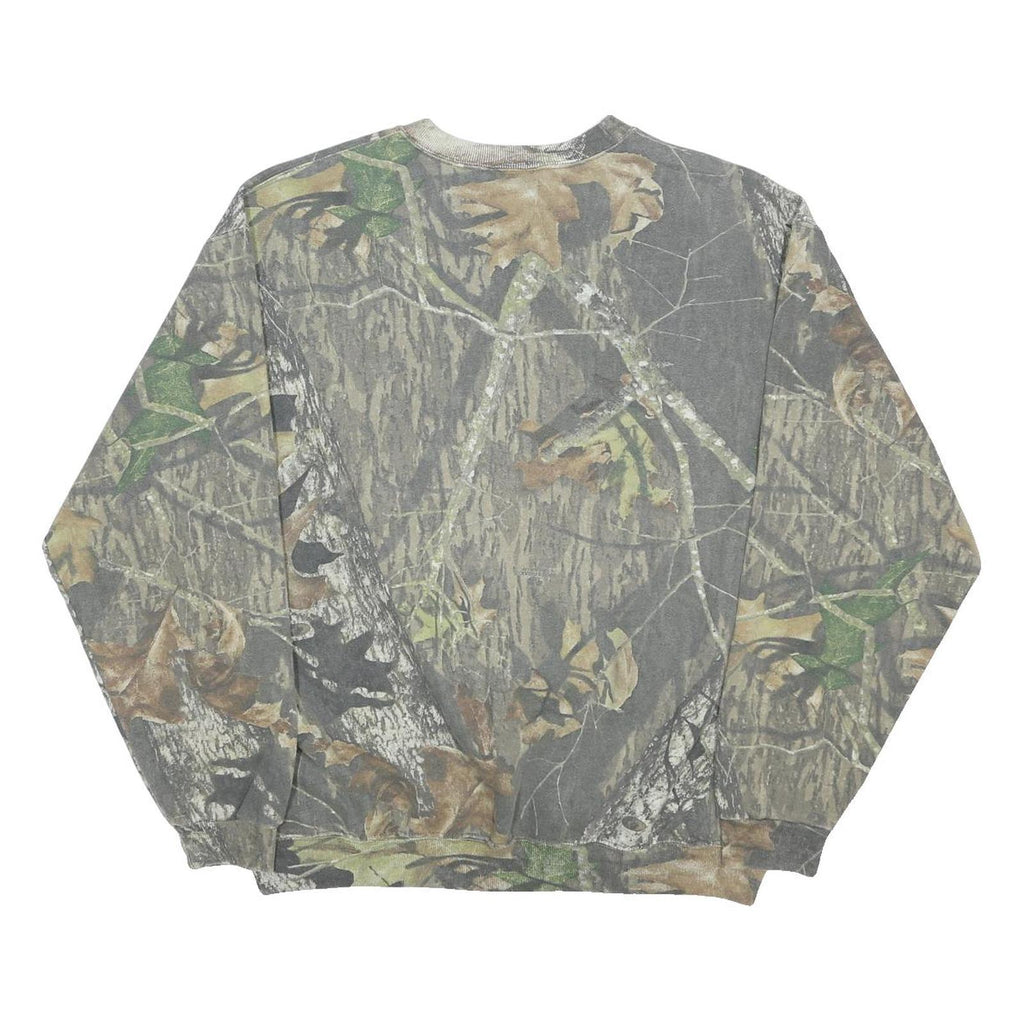 JERZEES Mens Grey Camo Crew Neck XL Cotton Blend Sweatshirt Casual Outdoor
