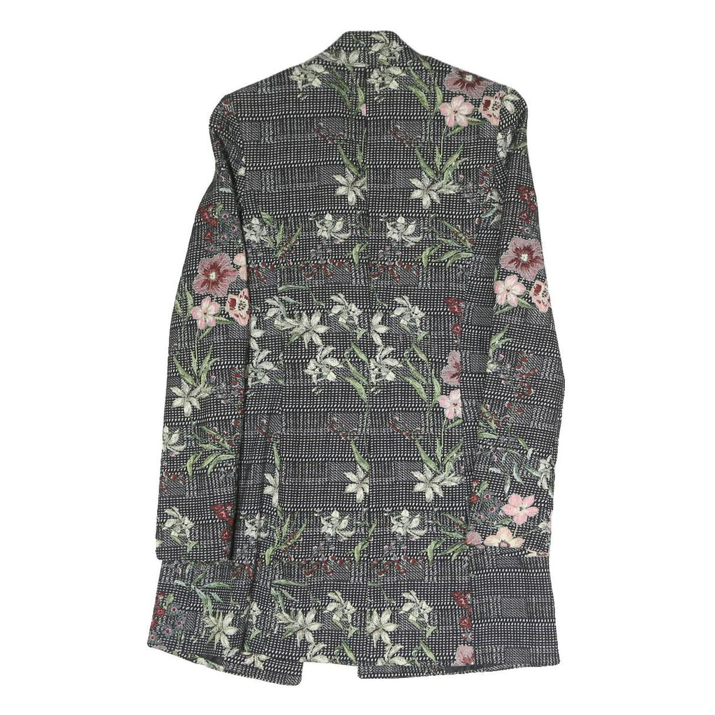 ZARA Womens Black & Floral Tailored Jacket XS Polyester Blend Button Plaid