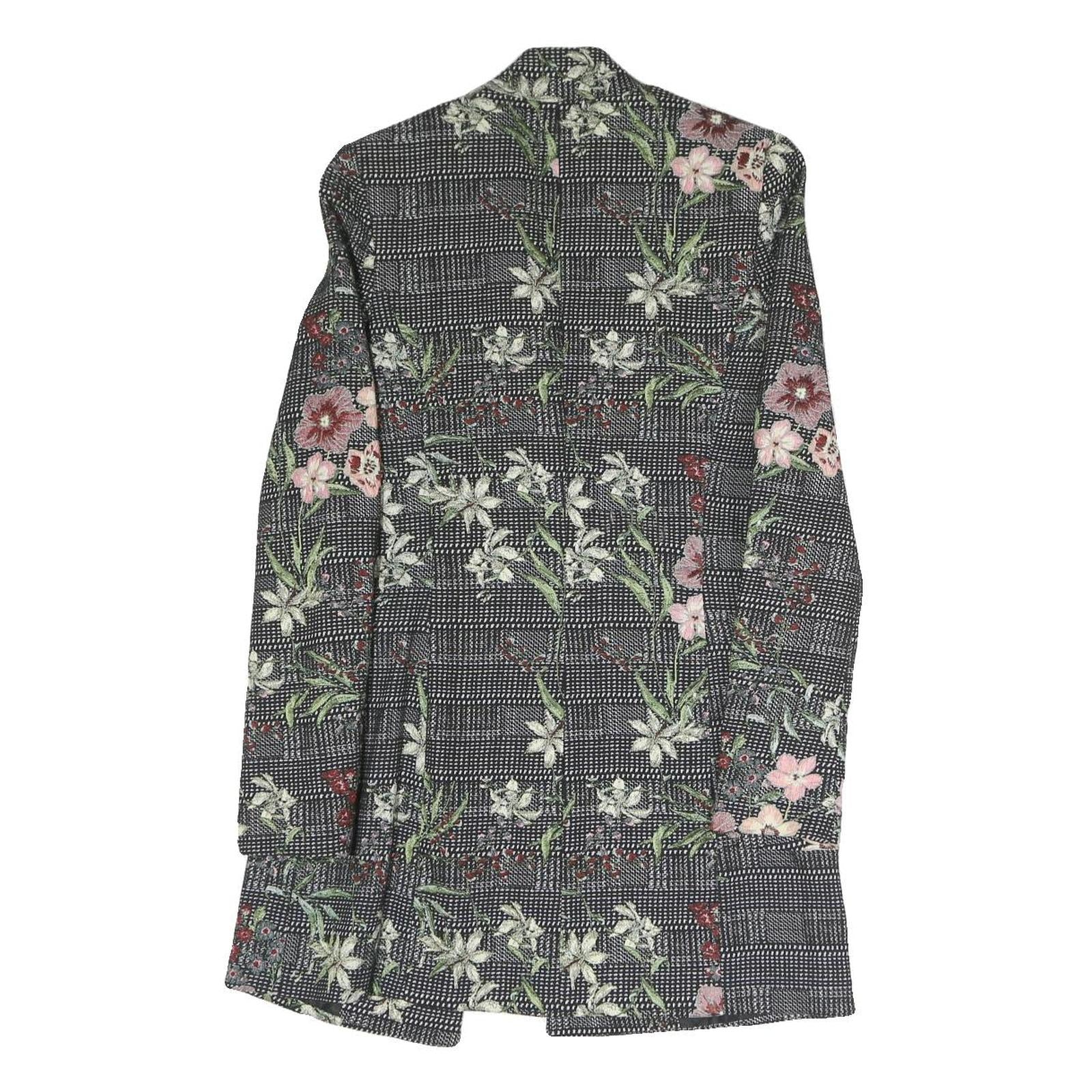 ZARA Womens Black & Floral Tailored Jacket XS Polyester Blend Button Plaid