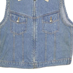 ST JOHN'S BAY Womens Blue Denim Cotton Zip Jacket Vest S Corduroy Collar