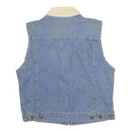 ST JOHN'S BAY Womens Blue Denim Cotton Zip Jacket Vest S Corduroy Collar