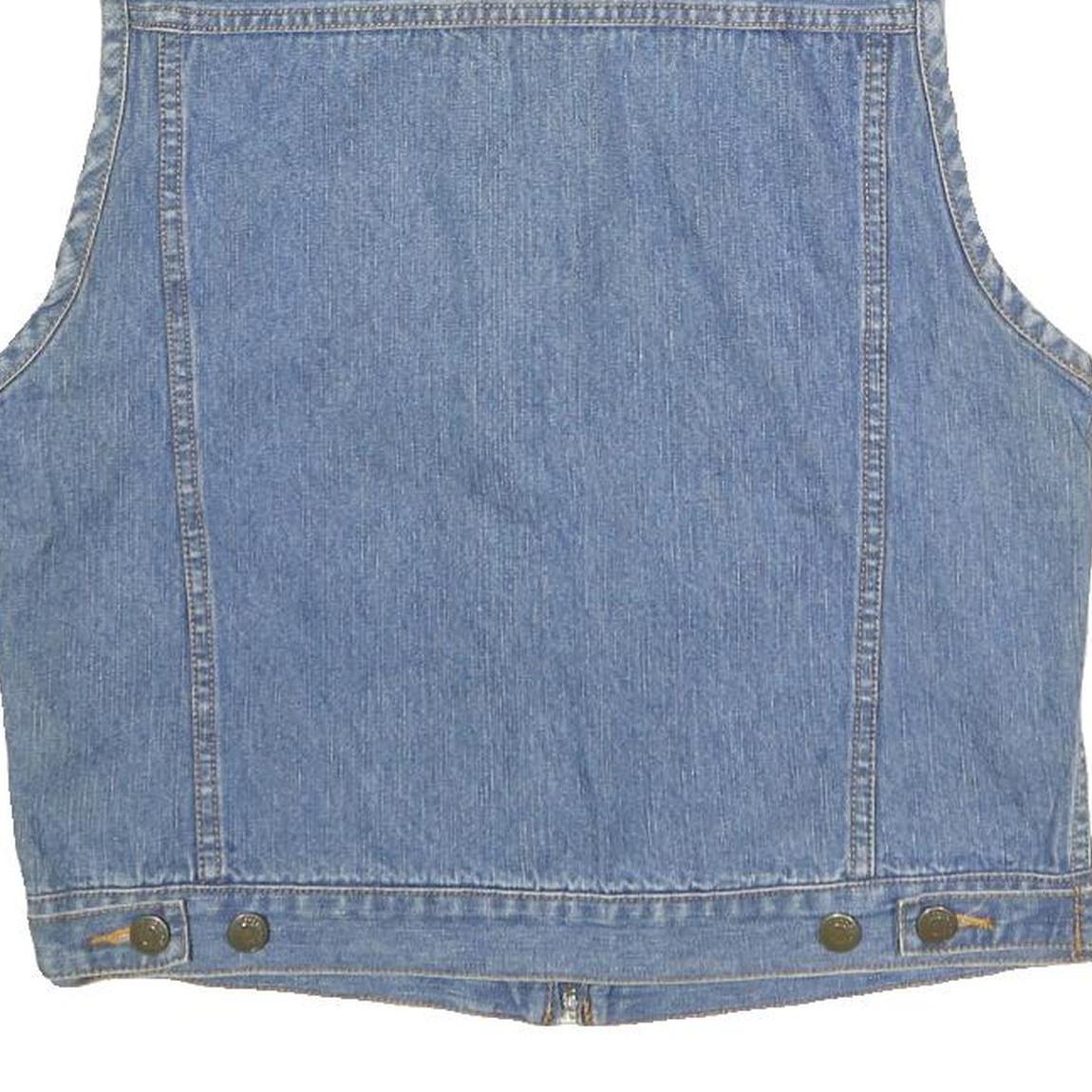 ST JOHN'S BAY Womens Blue Denim Cotton Zip Jacket Vest S Corduroy Collar