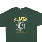 JERZEES Mens Green Placer Baseball Graphic T-Shirt L Short Sleeve Crew Neck