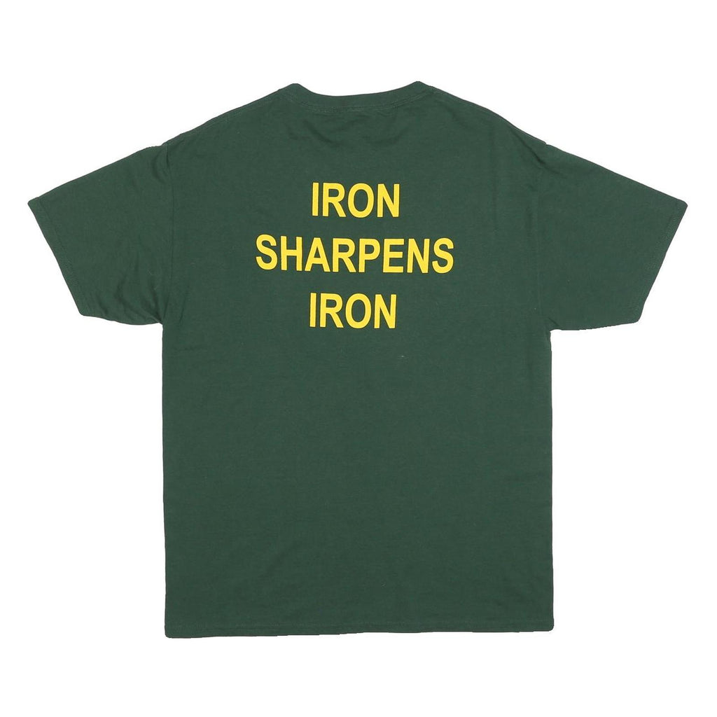 JERZEES Mens Green Placer Baseball Graphic T-Shirt L Short Sleeve Crew Neck