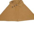 Womens Beige Cotton Blend Cape Jacket S Plain Casual Outerwear Stylish