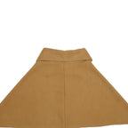 Womens Beige Cotton Blend Cape Jacket S Plain Casual Outerwear Stylish