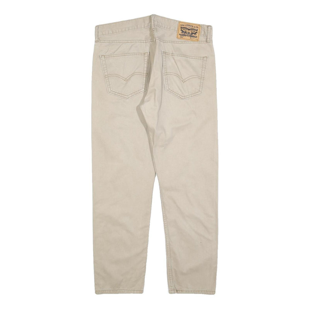 LEVI'S Mens Regular Beige Cotton Blend Zip Trousers W33 L27 Classic Straight Fit