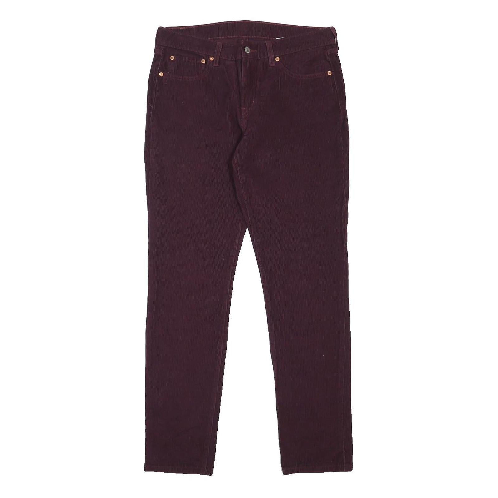 LEVI'S Womens Cotton Blend Burgundy Slim Skinny Trousers W30 L32 Stylish Comfort