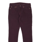 LEVI'S Womens Cotton Blend Burgundy Slim Skinny Trousers W30 L32 Stylish Comfort