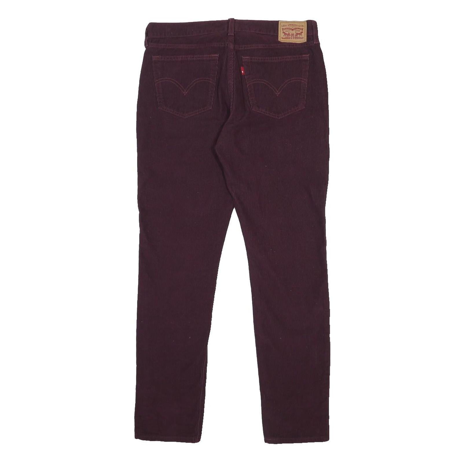 LEVI'S Womens Cotton Blend Burgundy Slim Skinny Trousers W30 L32 Stylish Comfort