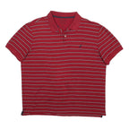NAUTICA Mens Red & White Striped Short Sleeve Polo Shirt XL Cotton Blend