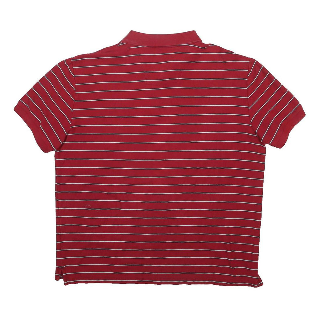 NAUTICA Mens Red & White Striped Short Sleeve Polo Shirt XL Cotton Blend