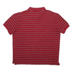NAUTICA Mens Red & White Striped Short Sleeve Polo Shirt XL Cotton Blend