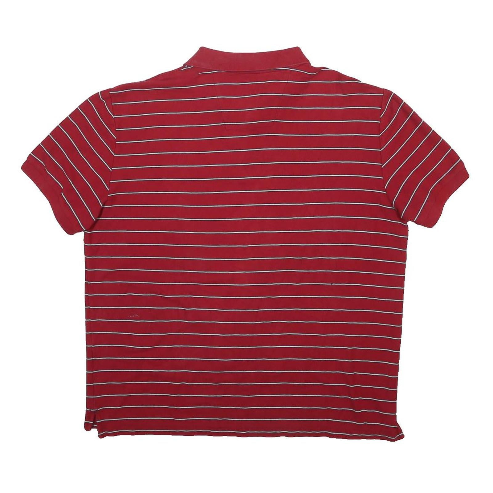 NAUTICA Mens Red & White Striped Short Sleeve Polo Shirt XL Cotton Blend