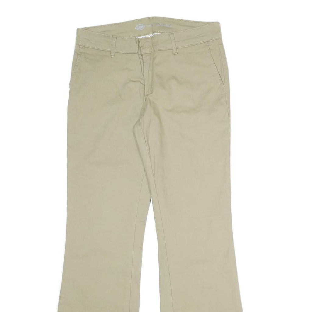 DICKIES Womens Cotton Blend Beige Regular Fit Bootcut Trousers W30 L30 Chino