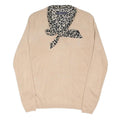M&S Womens Beige Plain Jumper Crew Neck Basic Knit UK 12 Cotton Blend