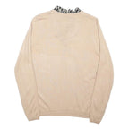 M&S Womens Beige Plain Jumper Crew Neck Basic Knit UK 12 Cotton Blend
