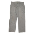 CARHARTT Mens Grey Cotton Blend Regular Straight Trousers W32 L28 Workwear Zip