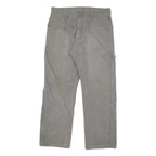 CARHARTT Mens Grey Cotton Blend Regular Straight Trousers W32 L28 Workwear Zip