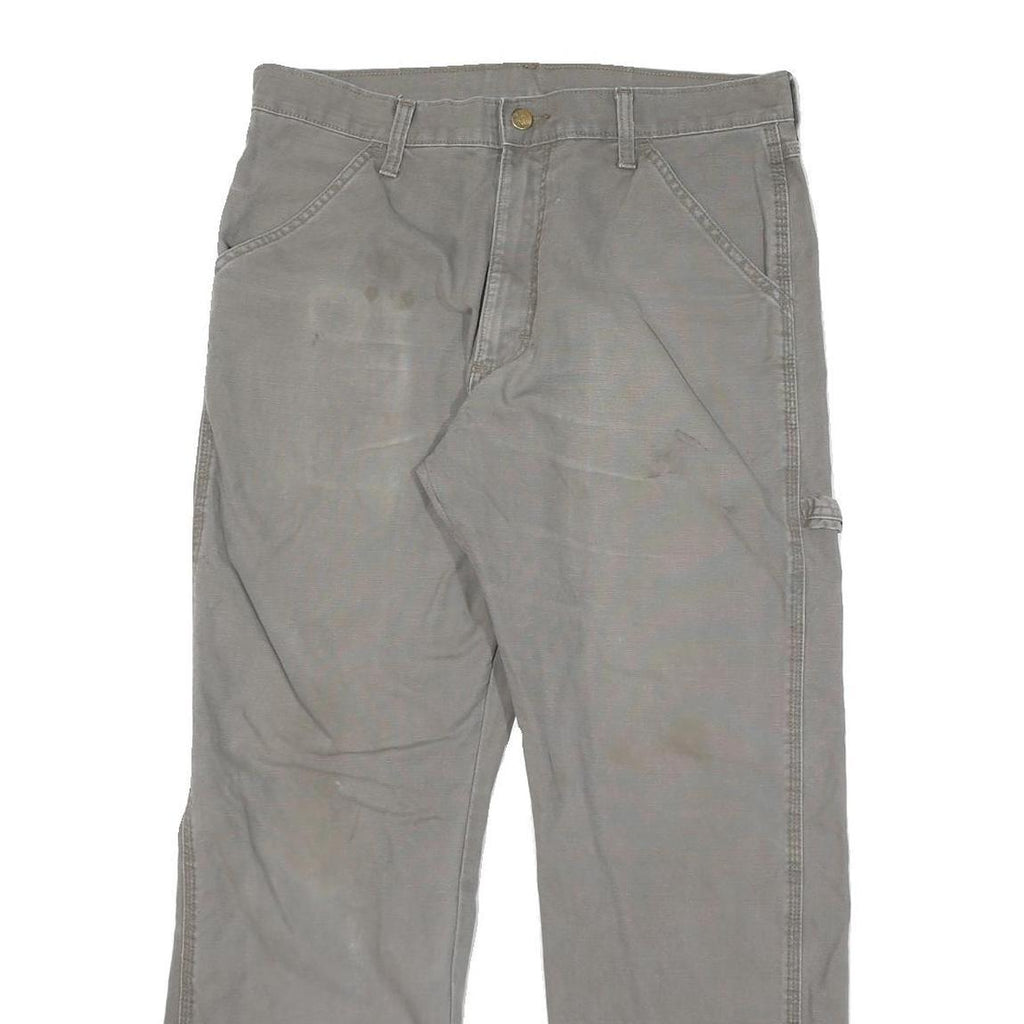 CARHARTT Mens Grey Cotton Blend Regular Straight Trousers W32 L28 Workwear Zip