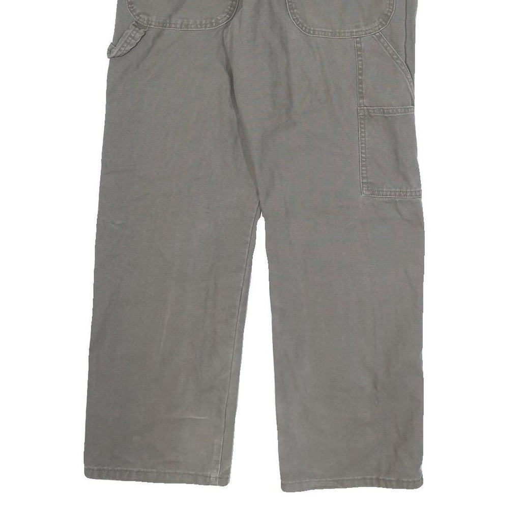 CARHARTT Mens Grey Cotton Blend Regular Straight Trousers W32 L28 Workwear Zip