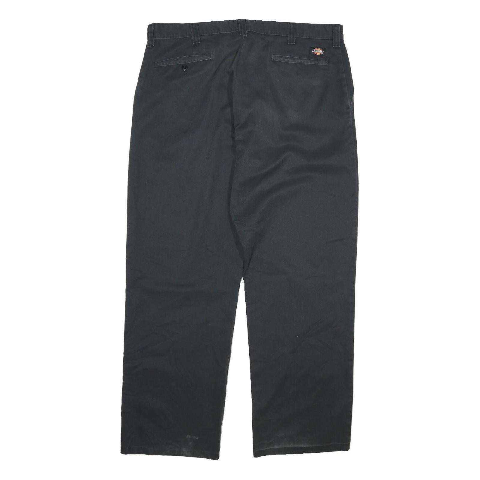 DICKIES Mens Cotton Blend Black Regular Straight Trousers W38 L32 Workwear