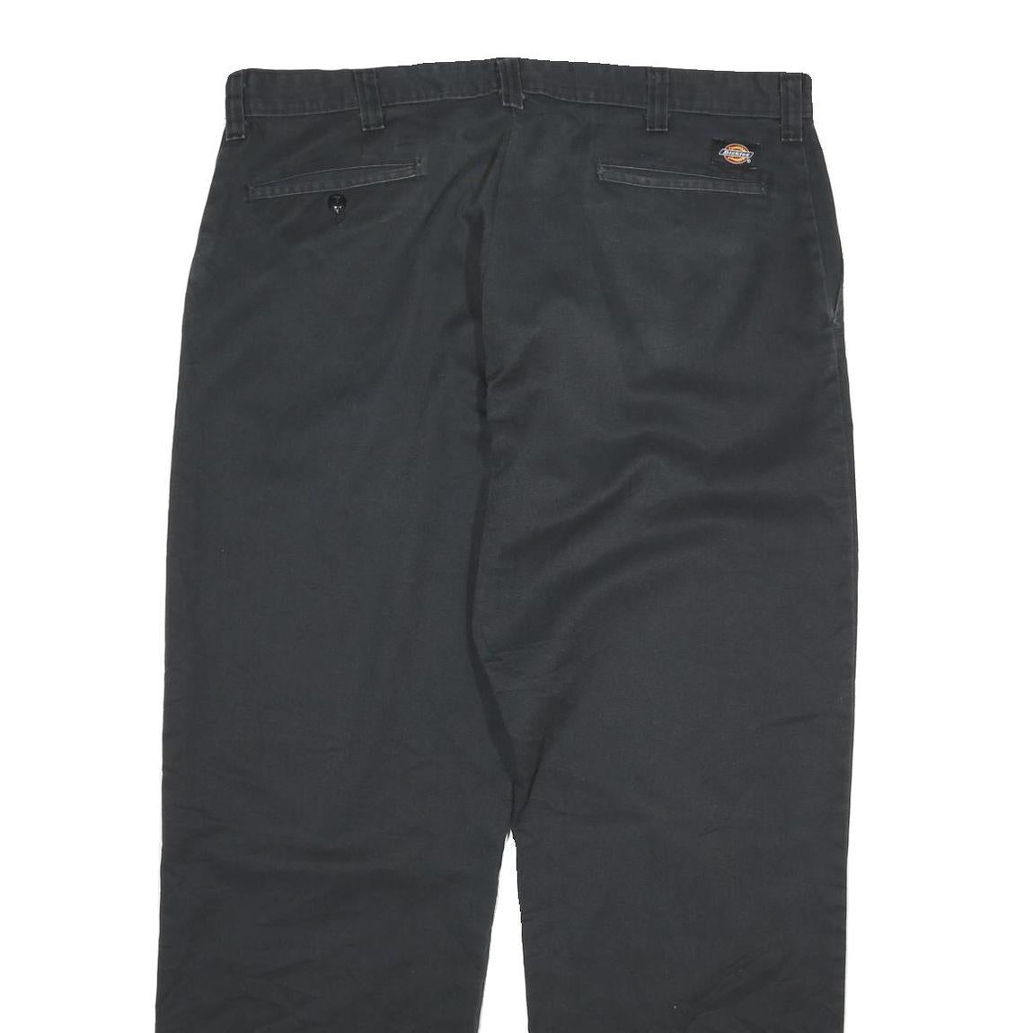 DICKIES Mens Cotton Blend Black Regular Straight Trousers W38 L32 Workwear