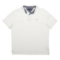 TOMMY HILFIGER Mens White Short Sleeve Plain Polo Shirt M Cotton Blend Casual