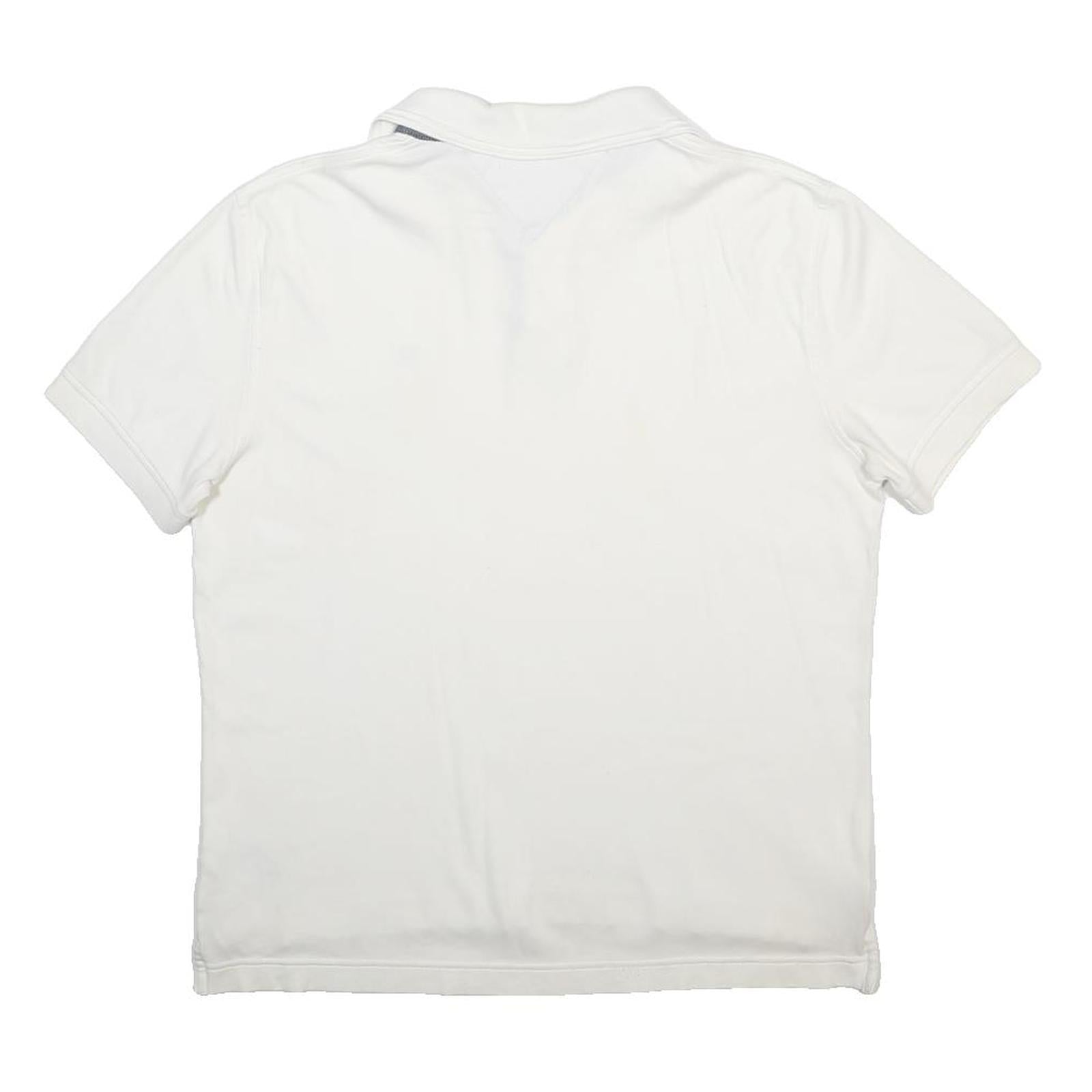 TOMMY HILFIGER Mens White Short Sleeve Plain Polo Shirt M Cotton Blend Casual