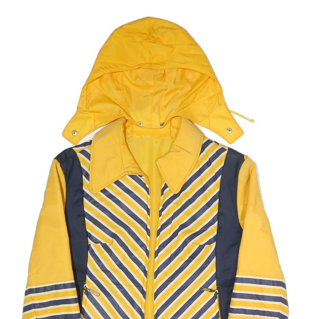 Womens Yellow & Navy Striped Zip Jacket S Polyester Blend Casual Lightweight