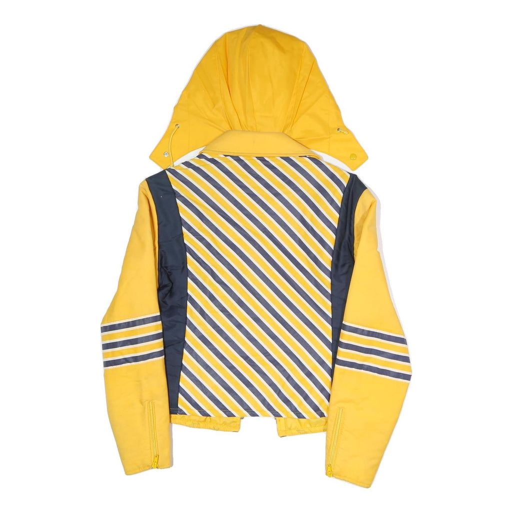 Womens Yellow & Navy Striped Zip Jacket S Polyester Blend Casual Lightweight