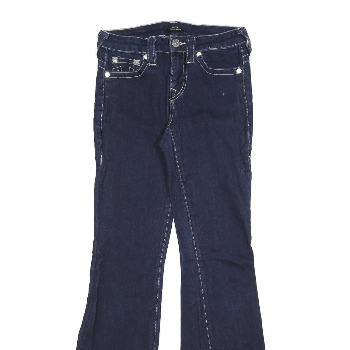 TRUE RELIGION Womens Denim Blue Regular Flared Cotton Blend W25 L32 Jeans